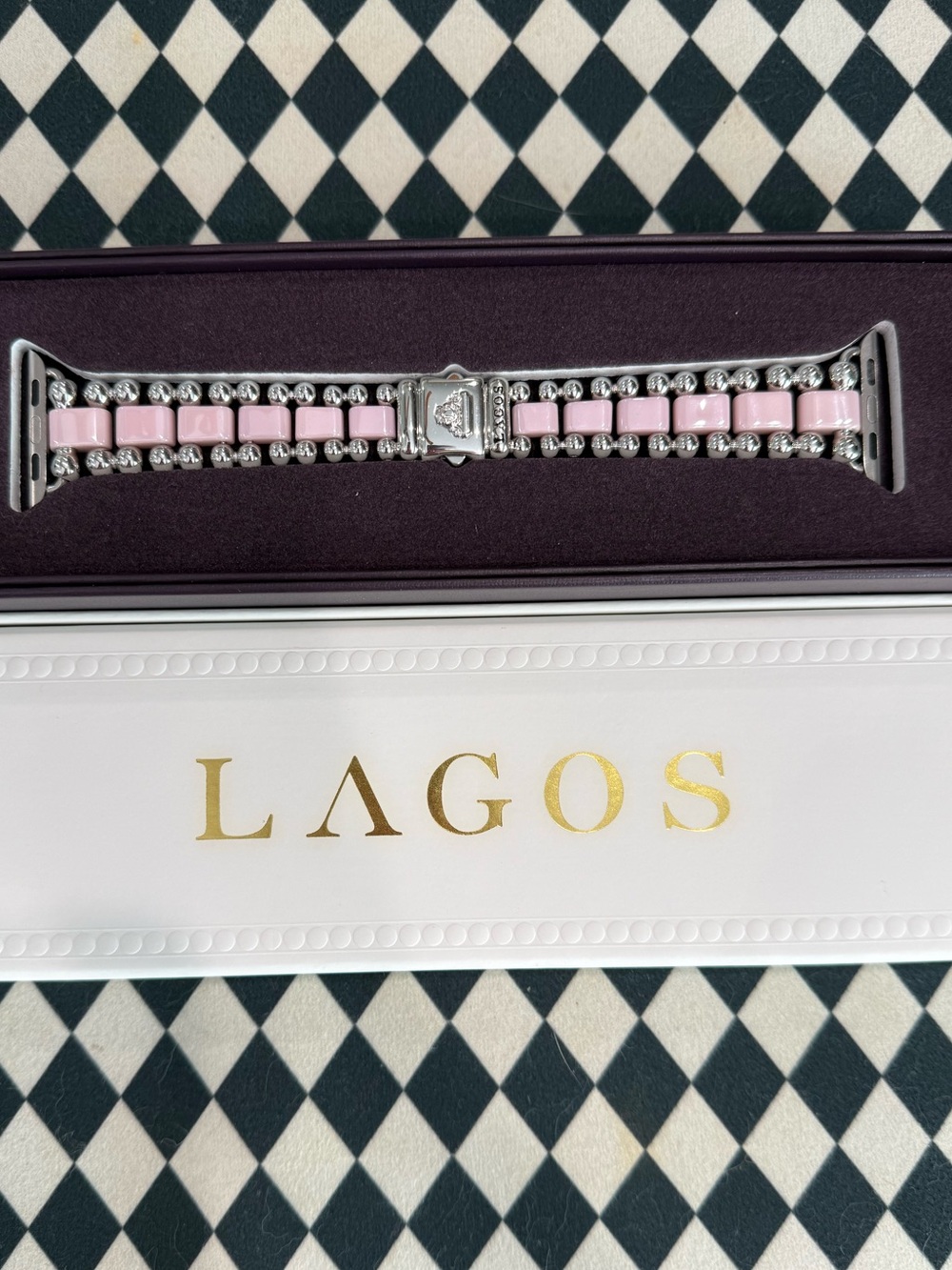 Lagos Pink Ceramic & Stainless Steel Watch Bracelet 38-45mm